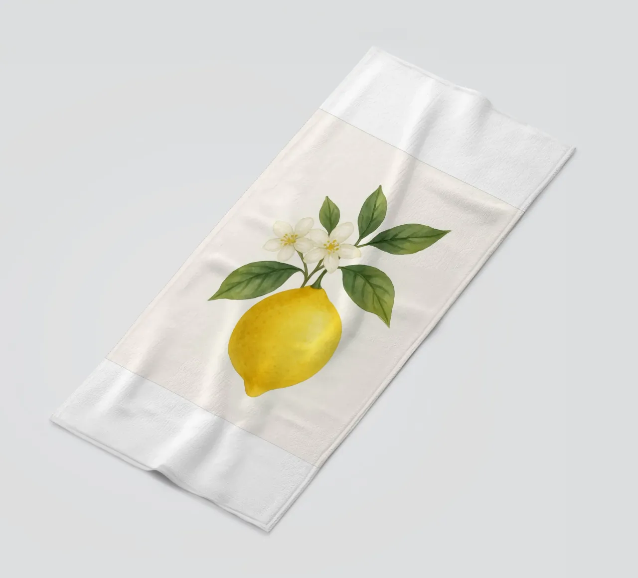 Acquerello sui fiori di limone - Design fresco ed estivo telo mare da Casa Calm