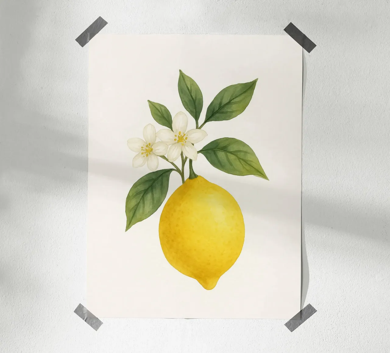 Acquerello sui fiori di limone - Design fresco ed estivo poster con telaio in plastica da Casa Calm