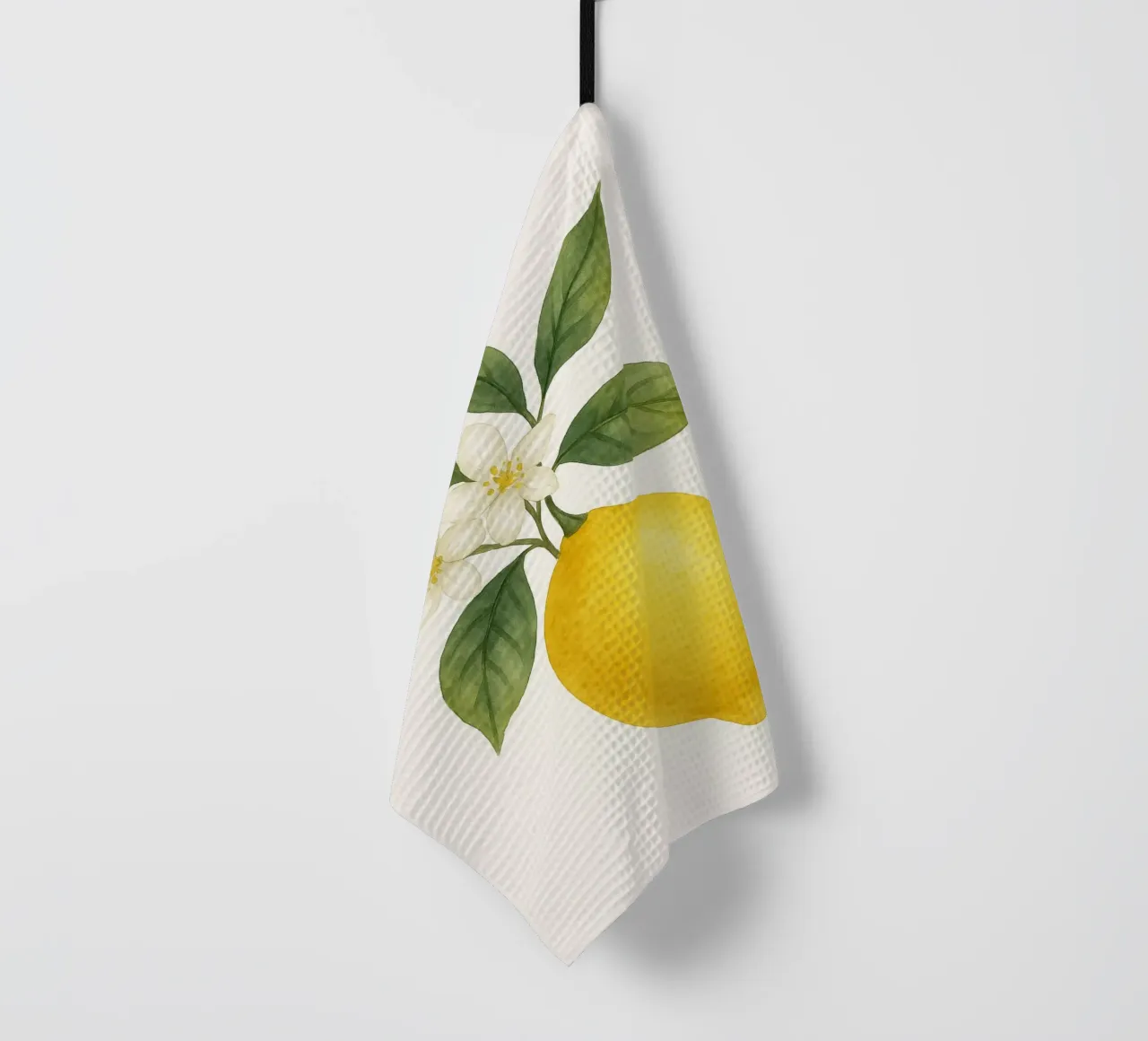 Acquerello sui fiori di limone - Design fresco ed estivo canovaccio da cucina da Casa Calm