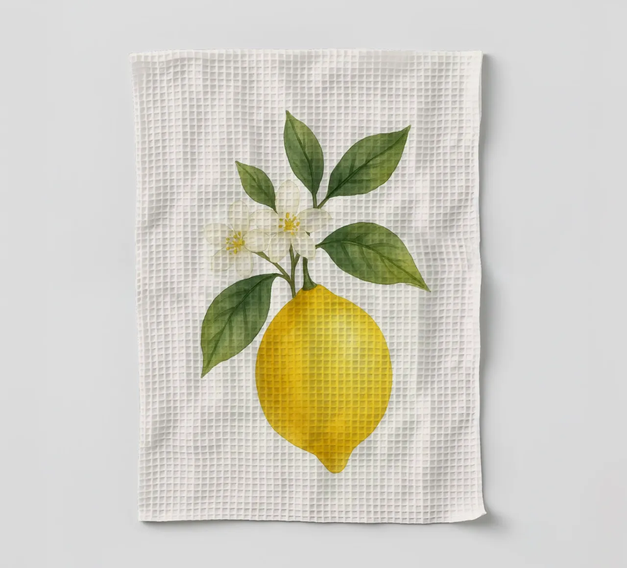 Acquerello sui fiori di limone - Design fresco ed estivo canovaccio da cucina da Casa Calm