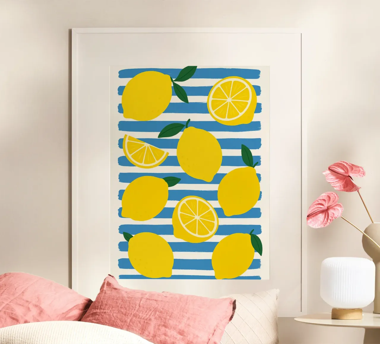 Limoni mediterranei su blu poster da Casa Calm