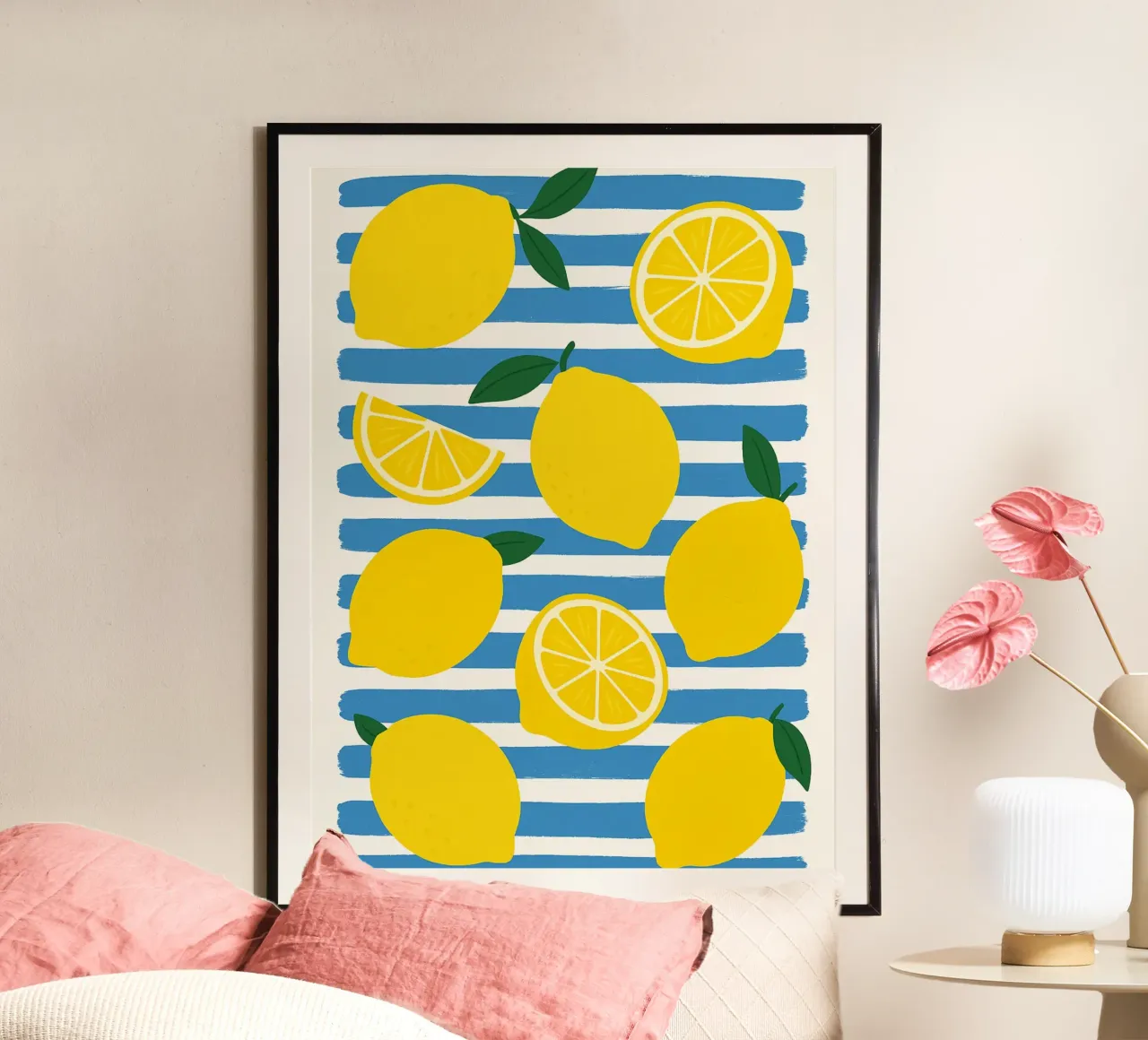Limoni mediterranei su blu poster da Casa Calm
