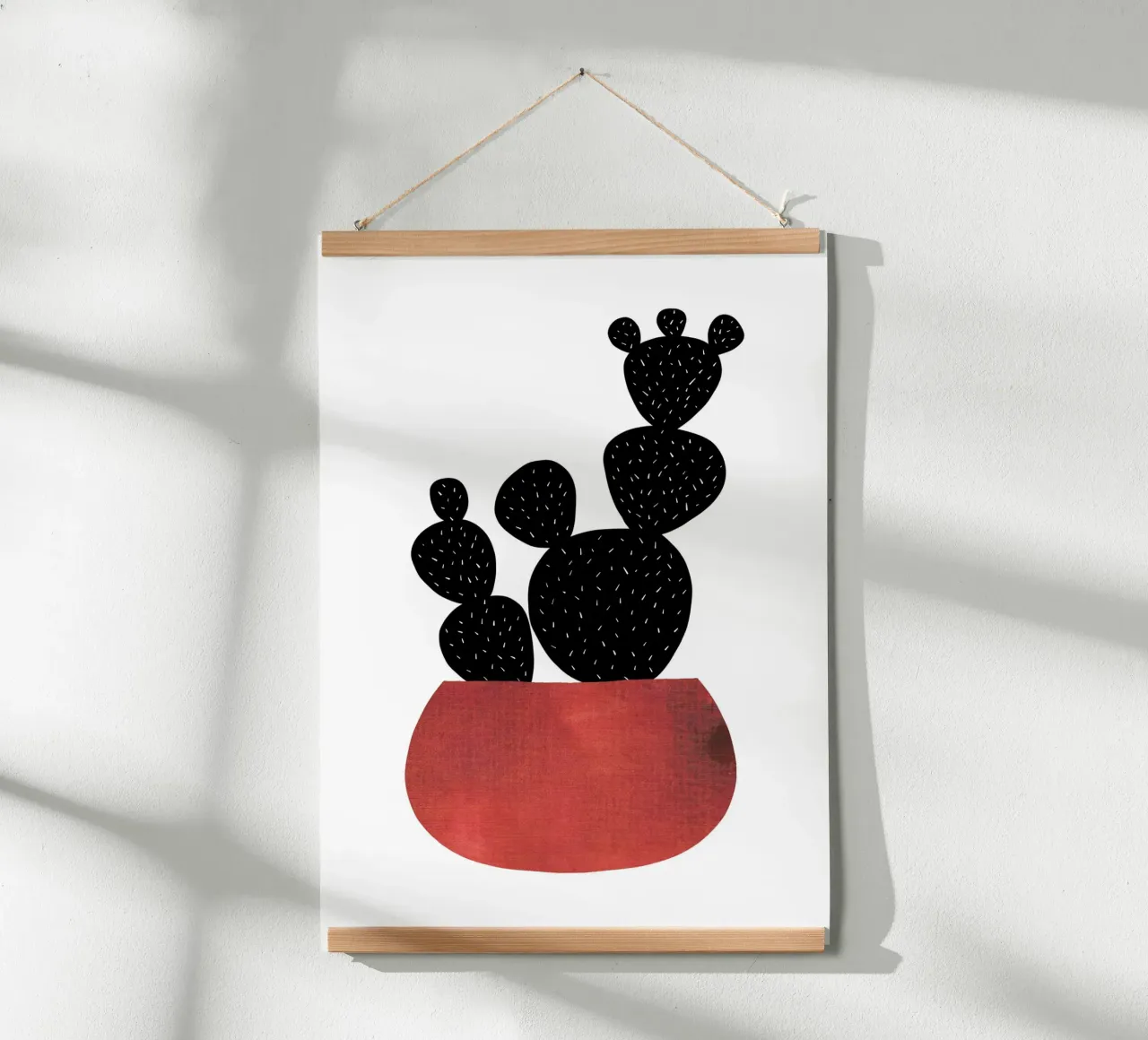 Kaktus 1 mid century poster con telaio in legno da BAINAI