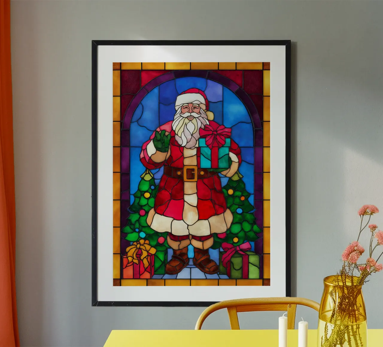 Babbo Natale poster con telaio in alluminio da Fleur de Lys