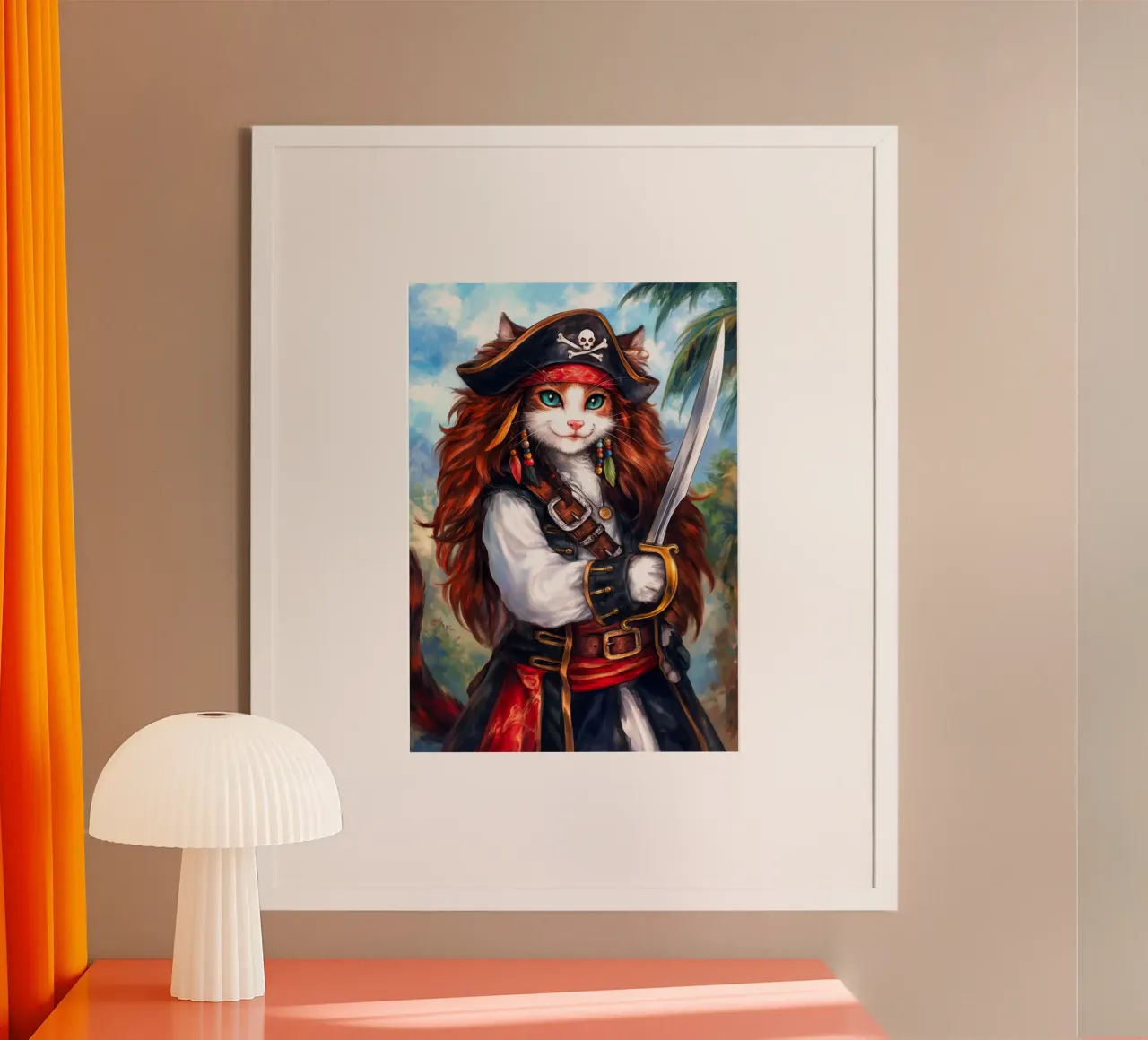Pirata caraibico Capitan Cat poster con telaio in plastica da Fleur de Lys