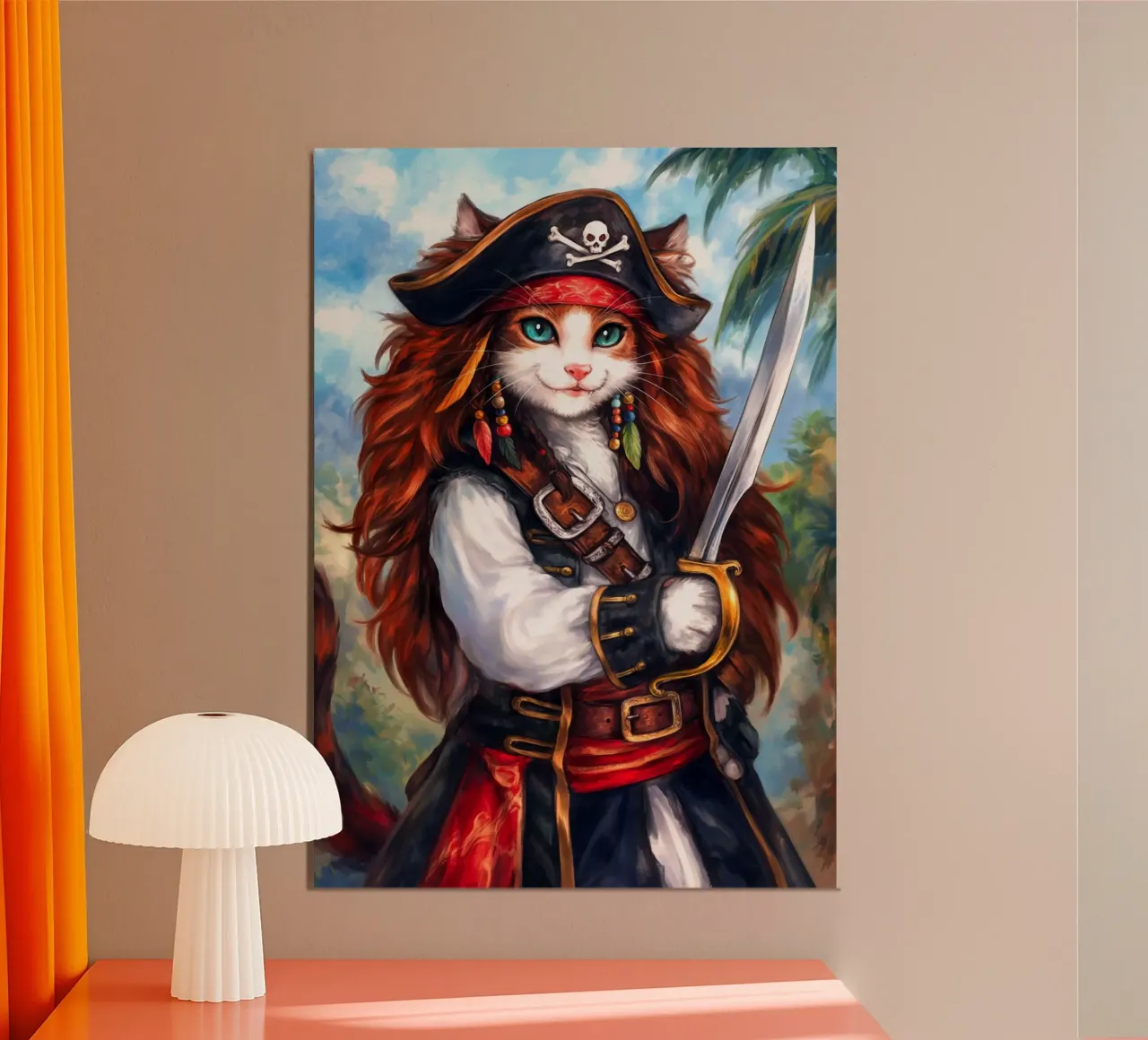 Pirata caraibico Capitan Cat poster con telaio in plastica da Fleur de Lys