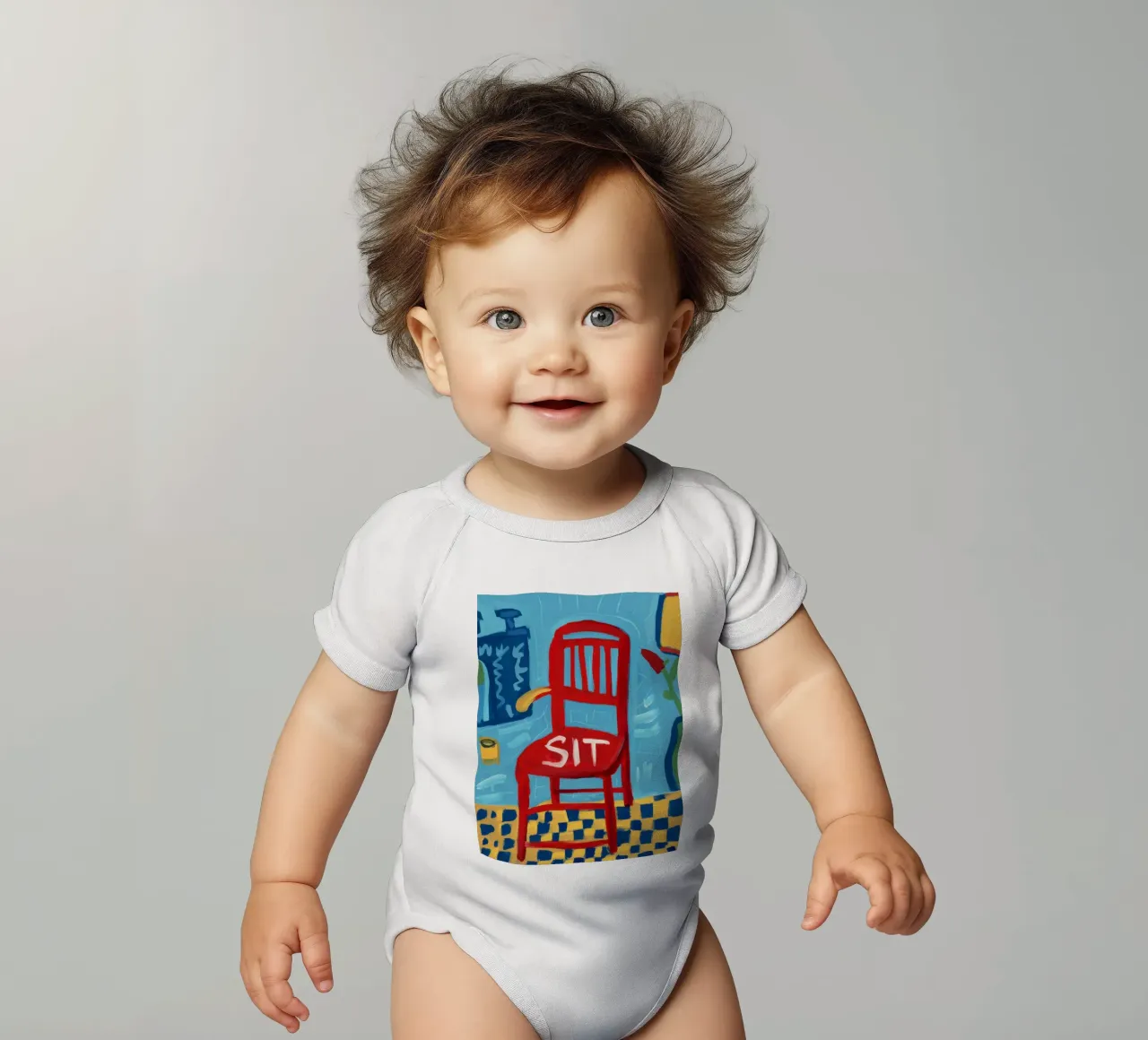 Commanding Red Presence short-sleeve baby romper by Nova Glaze
