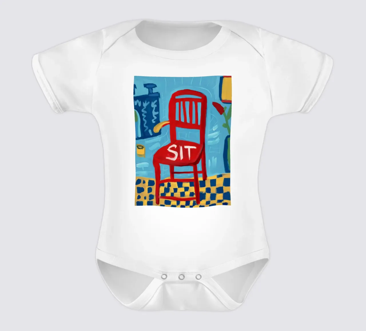 Commanding Red Presence short-sleeve baby romper by Nova Glaze