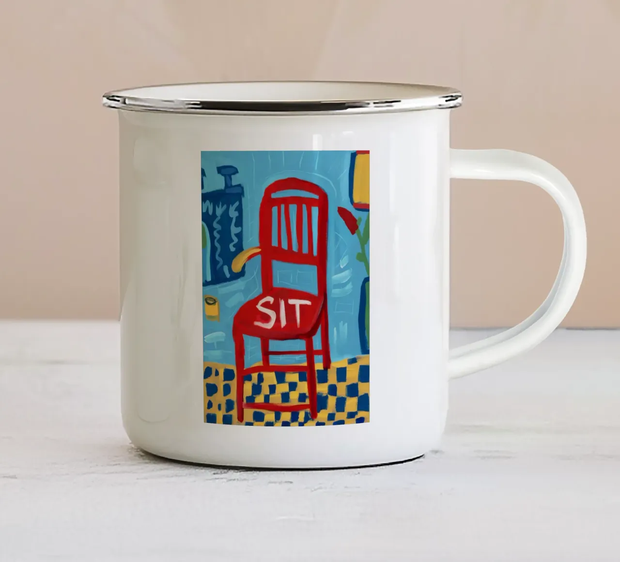 Commanding Red Presence enamel mug by Nova Glaze
