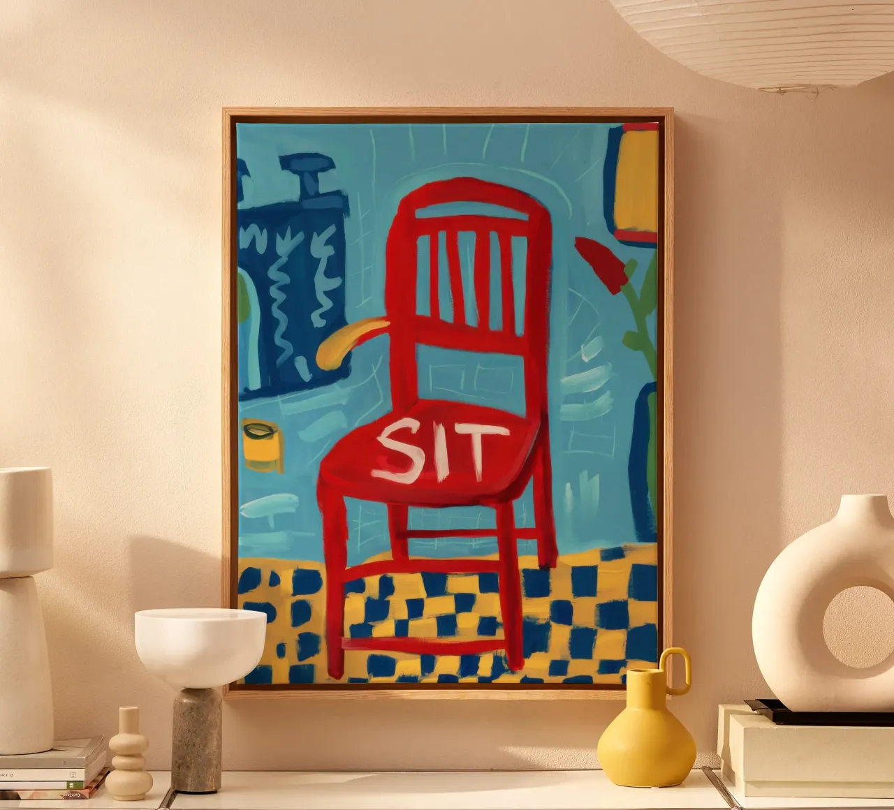 Commanding Red Presence canvas with Floater frame by Nova Glaze