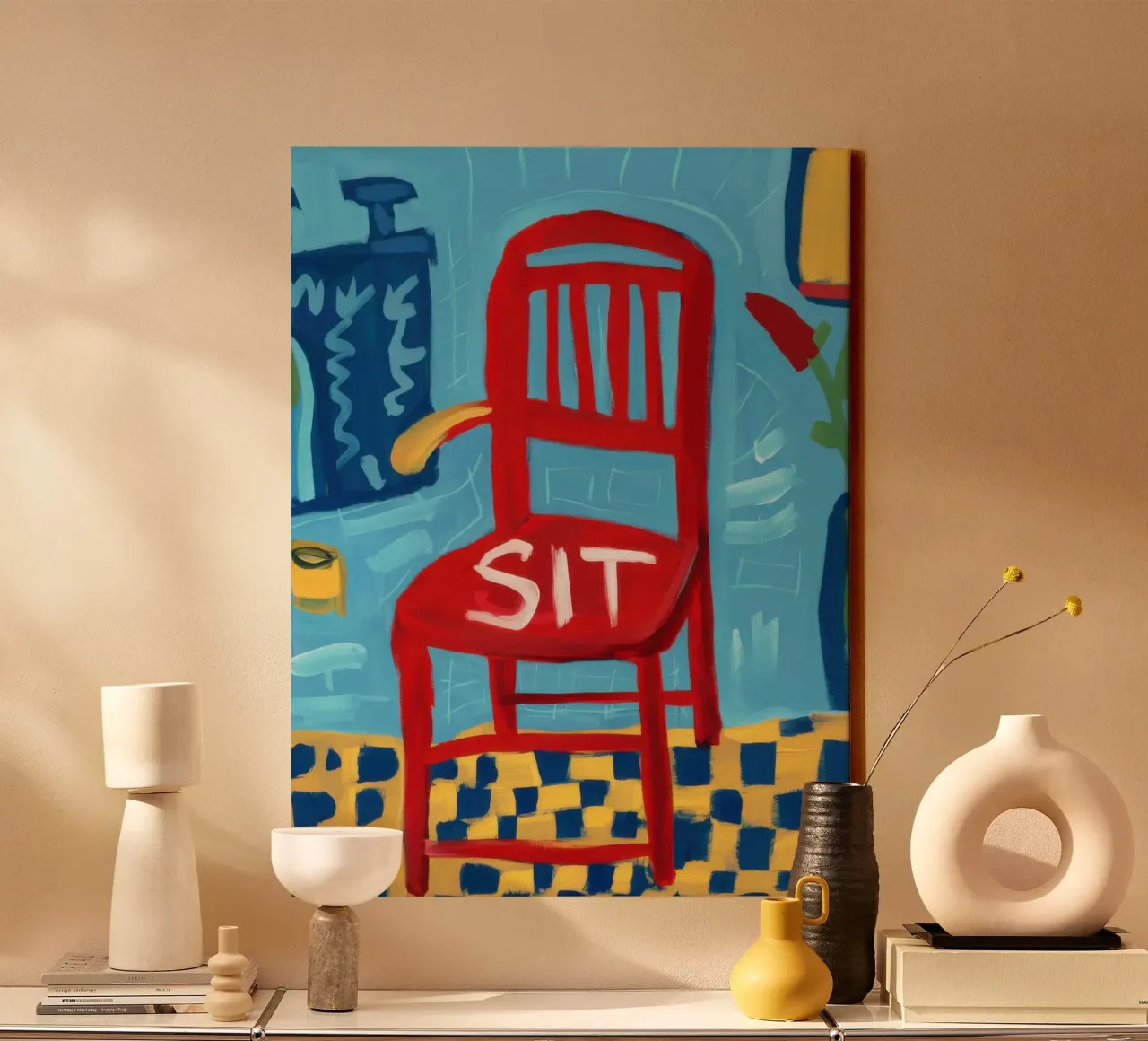 Commanding Red Presence canvas with Floater frame by Nova Glaze