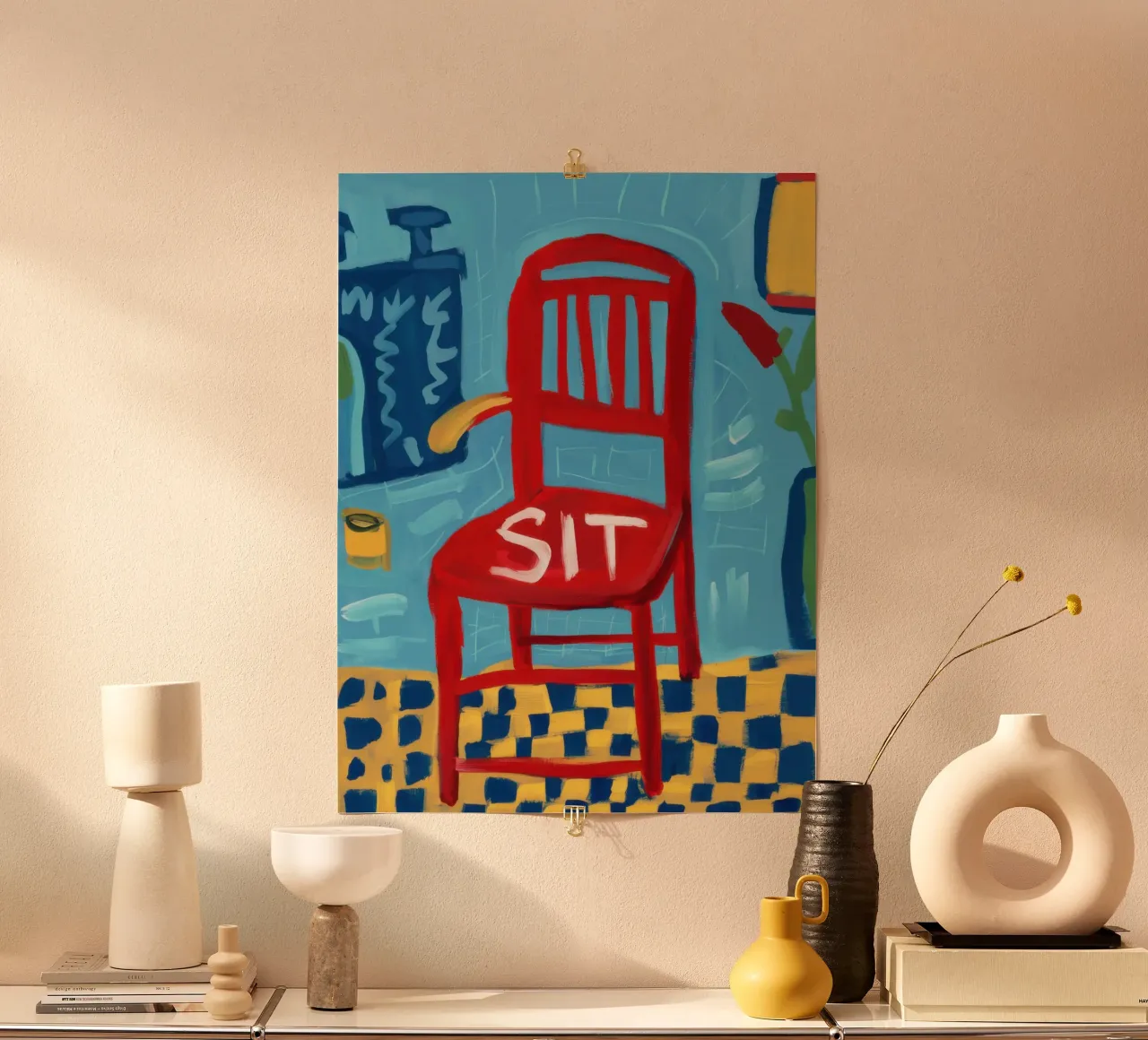 Commanding Red Presence poster with aluminum frame by Nova Glaze