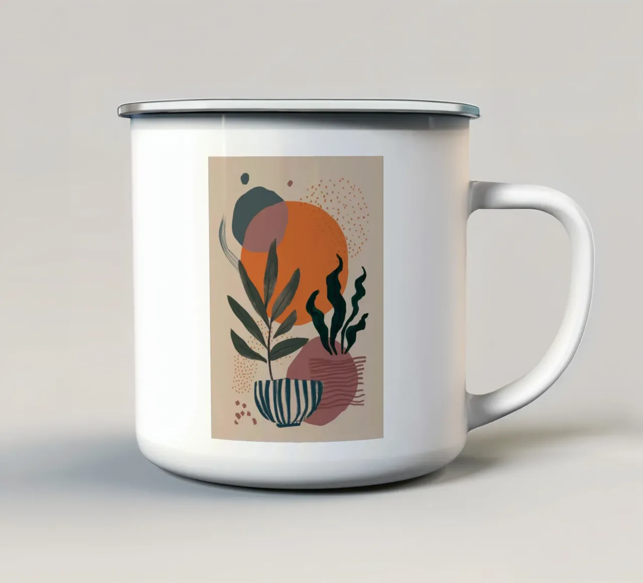 Quiete botanica di terra tazza in smalto da Bara Suara