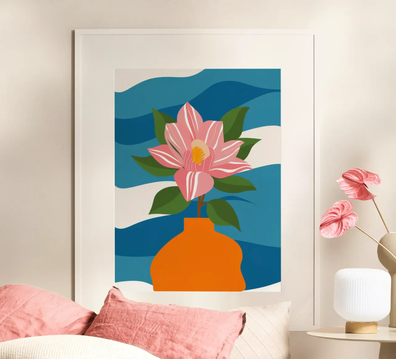 Fiore solitario Serenità poster con telaio in alluminio da Bara Suara