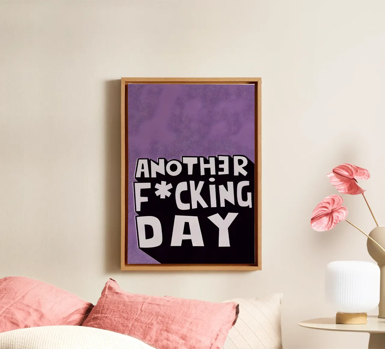 ANOTHER F*CKING DAY tela con Cornice a cassetta da Type & Tape