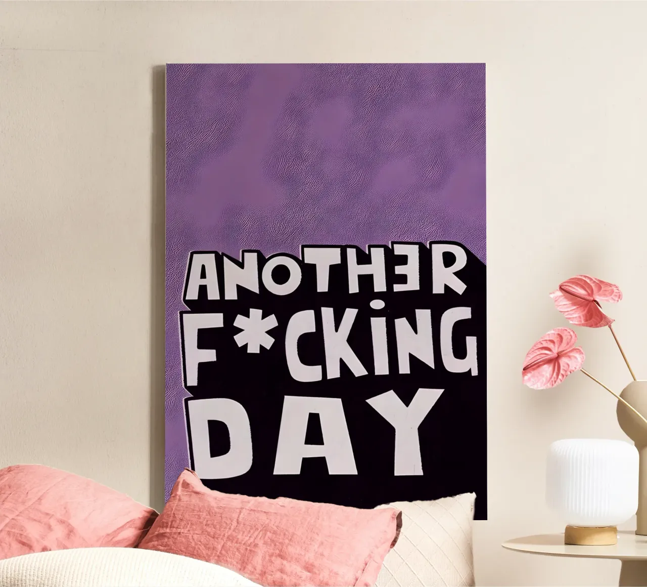 ANOTHER F*CKING DAY tela con Cornice a cassetta da Type & Tape