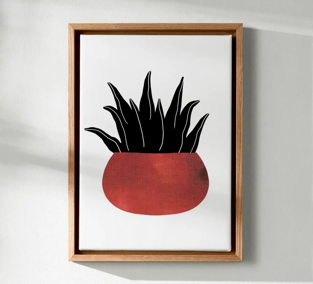 Kaktus 3 mid century canvas met Baklijst van BAINAI