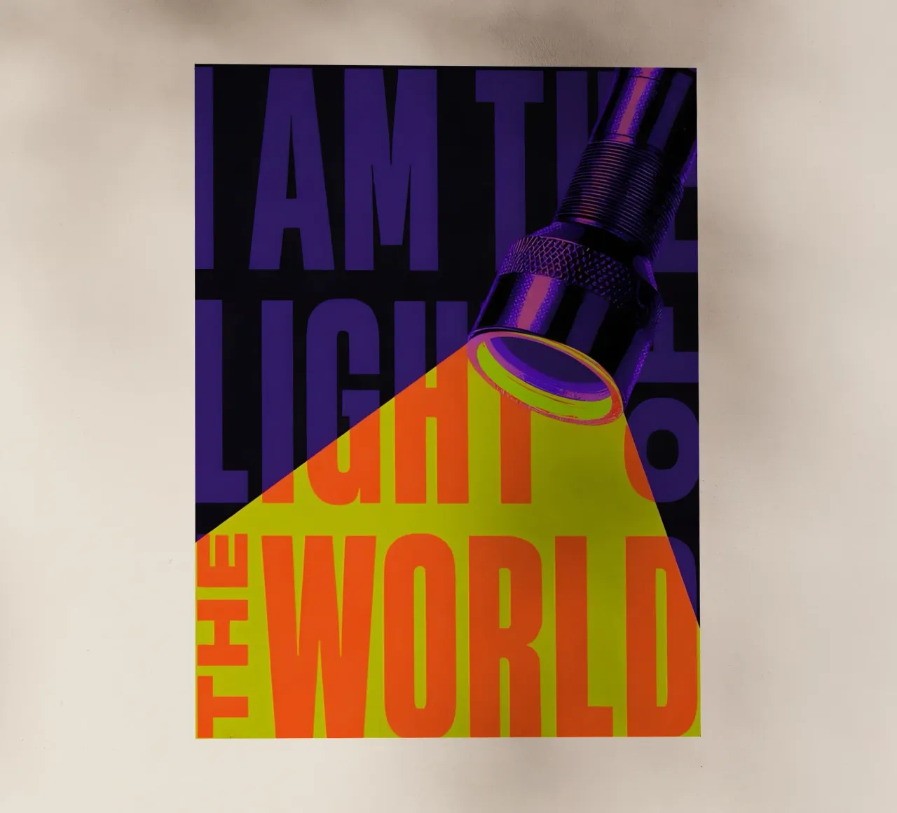 I'AM THE LIGHT OF THE WORLD, pellicola backlit da Type & Tape