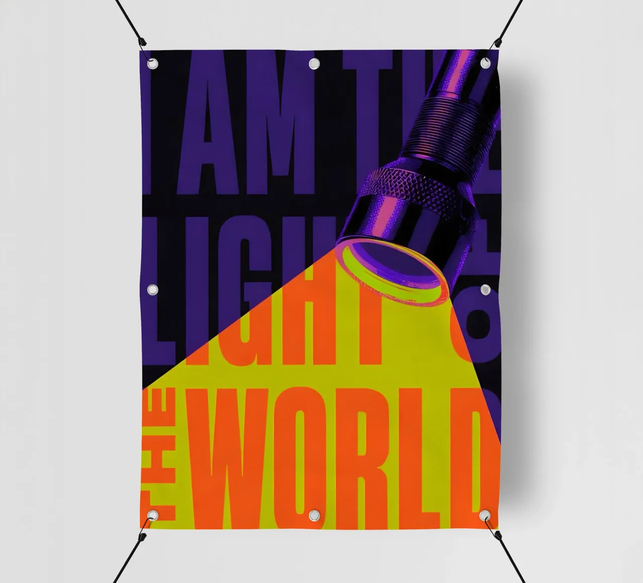 I'AM THE LIGHT OF THE WORLD, telo in pvc da Type & Tape