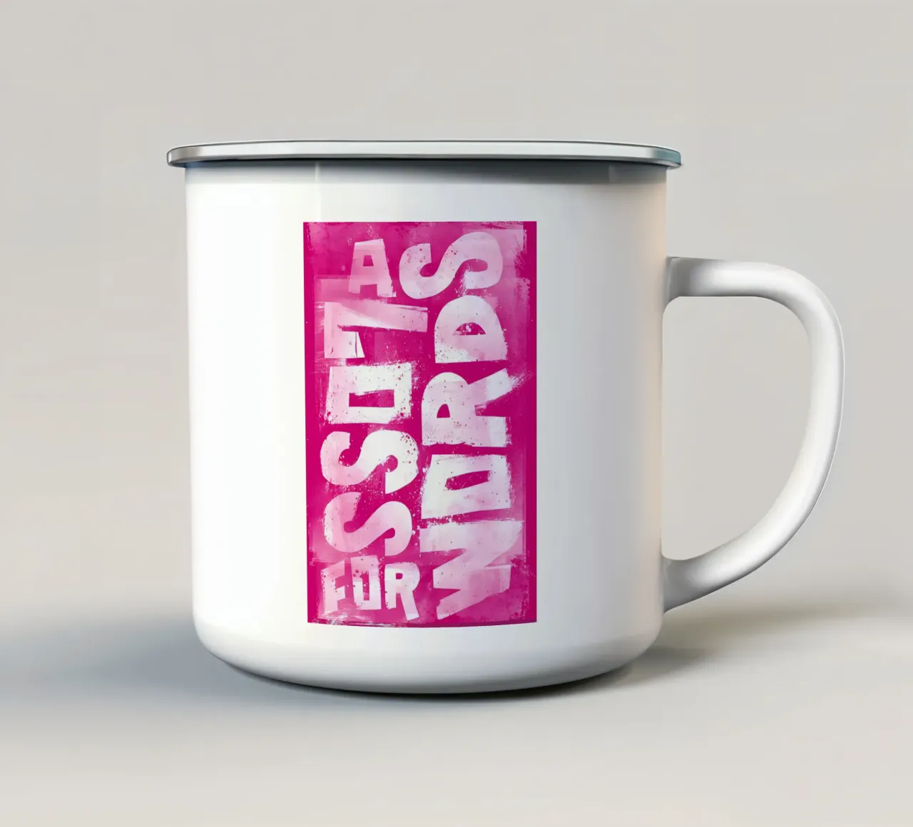 'A SET OF WORDS' tazza in smalto da Type & Tape