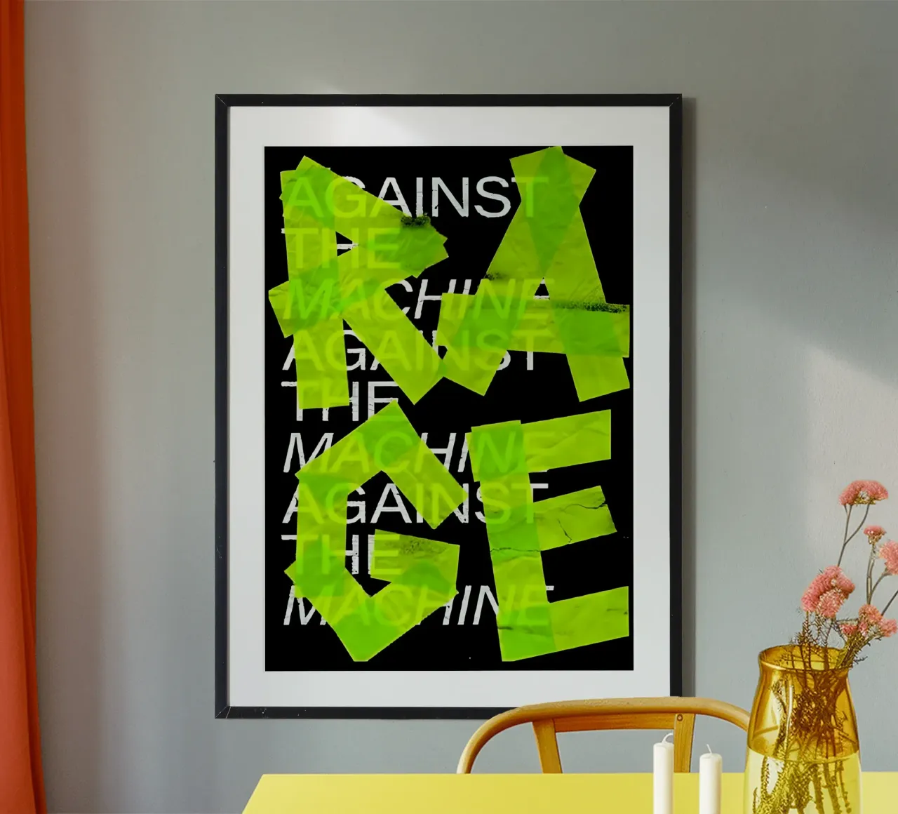 RAGE poster con telaio in alluminio da Type & Tape