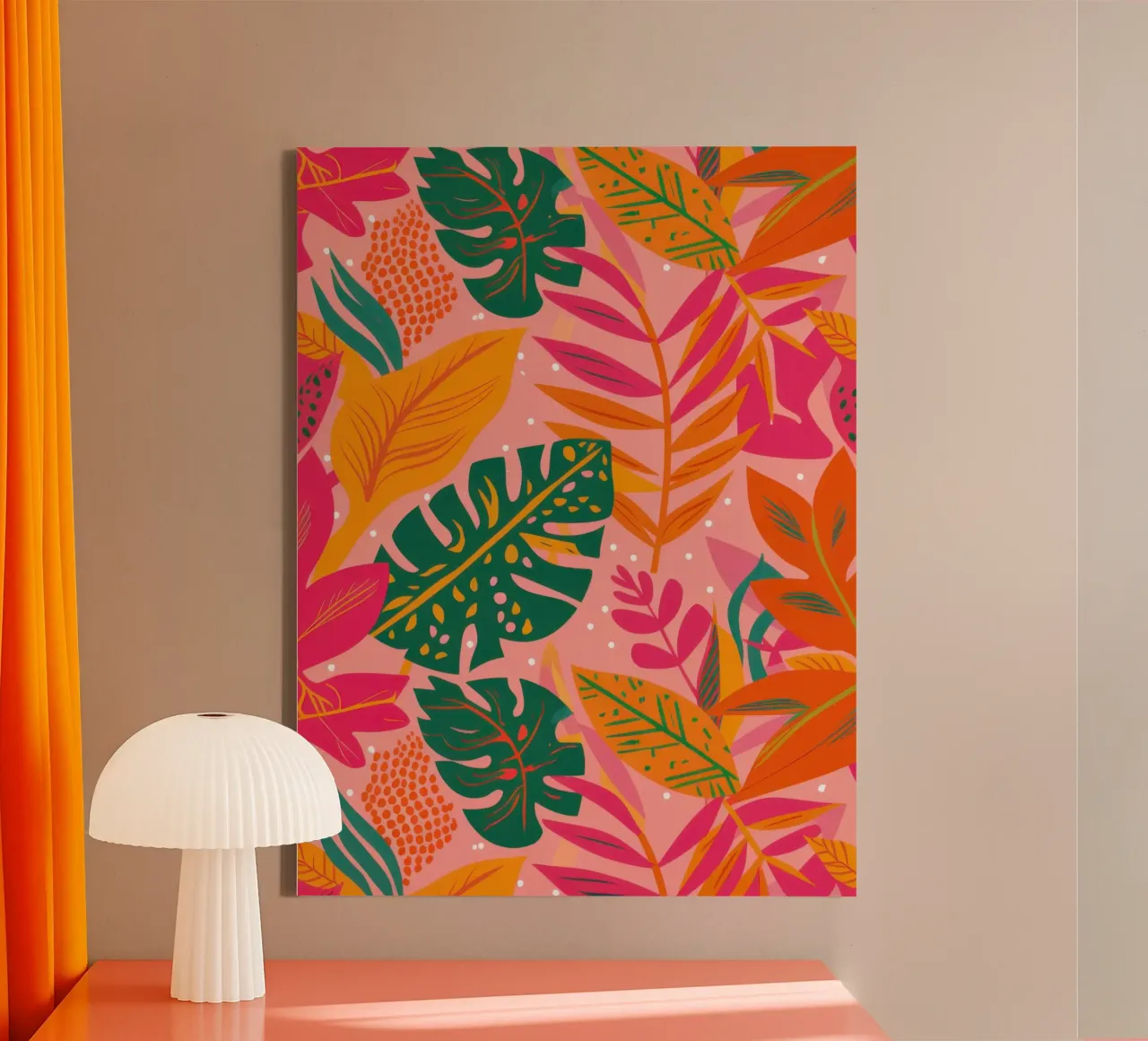 Tropische tinten voor zonsondergang canvas met Baklijst van Bara Suara