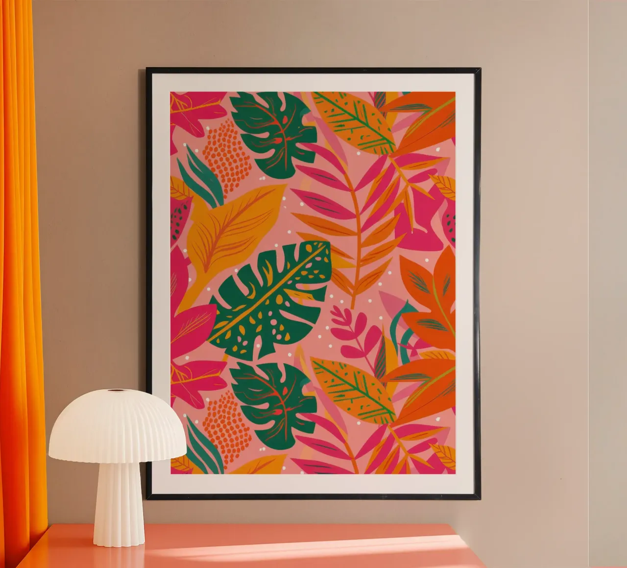 Tonalità del tramonto tropicale poster con telaio in alluminio da Bara Suara