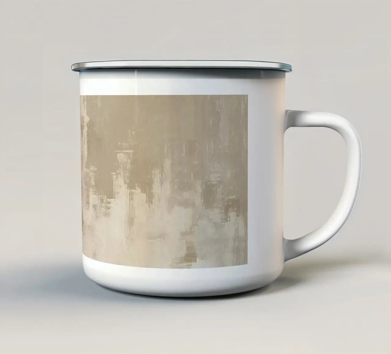 Texture astratta a pennello beige e beige chiaro tazza in smalto da DesignDoodle