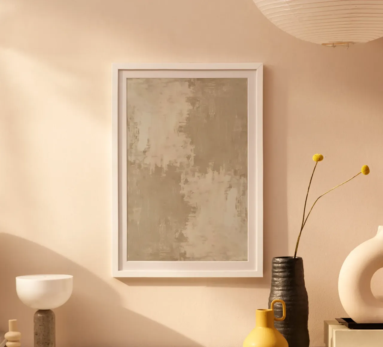 Abstract Beige and Light Beige Brushstroke Texture Poster von DesignDoodle