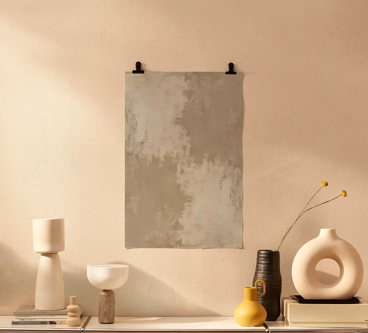 Abstract Beige and Light Beige Brushstroke Texture Poster von DesignDoodle