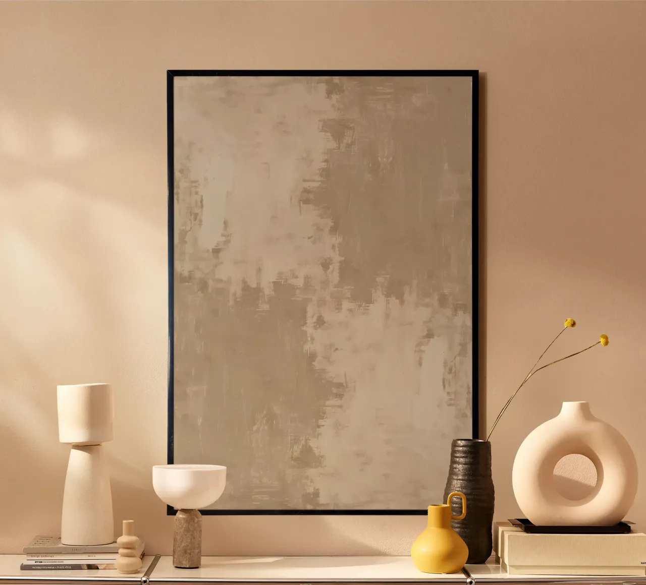 Abstract Beige and Light Beige Brushstroke Texture Poster von DesignDoodle