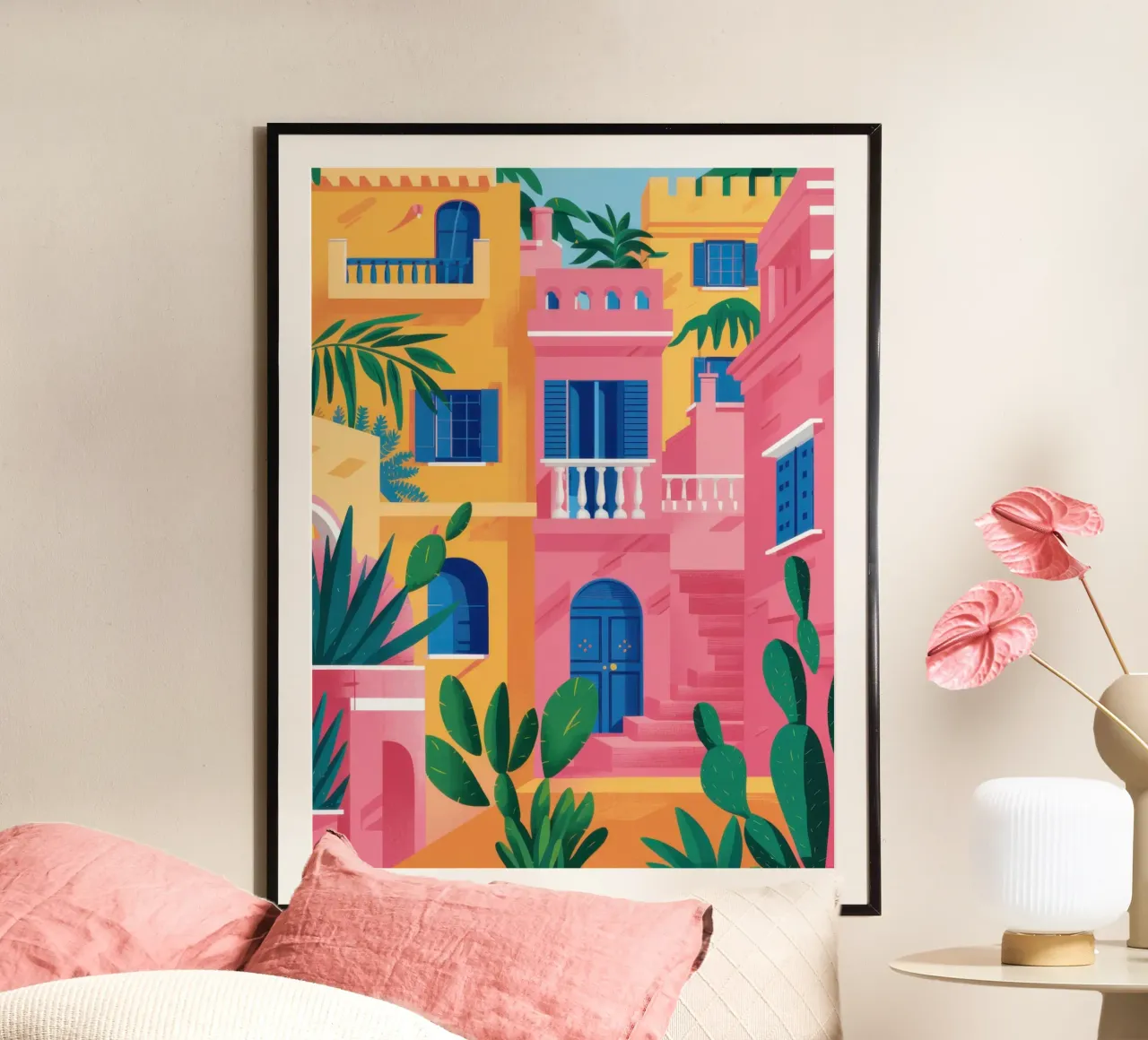 Oasi urbana cromatica poster con telaio in plastica da Bara Suara
