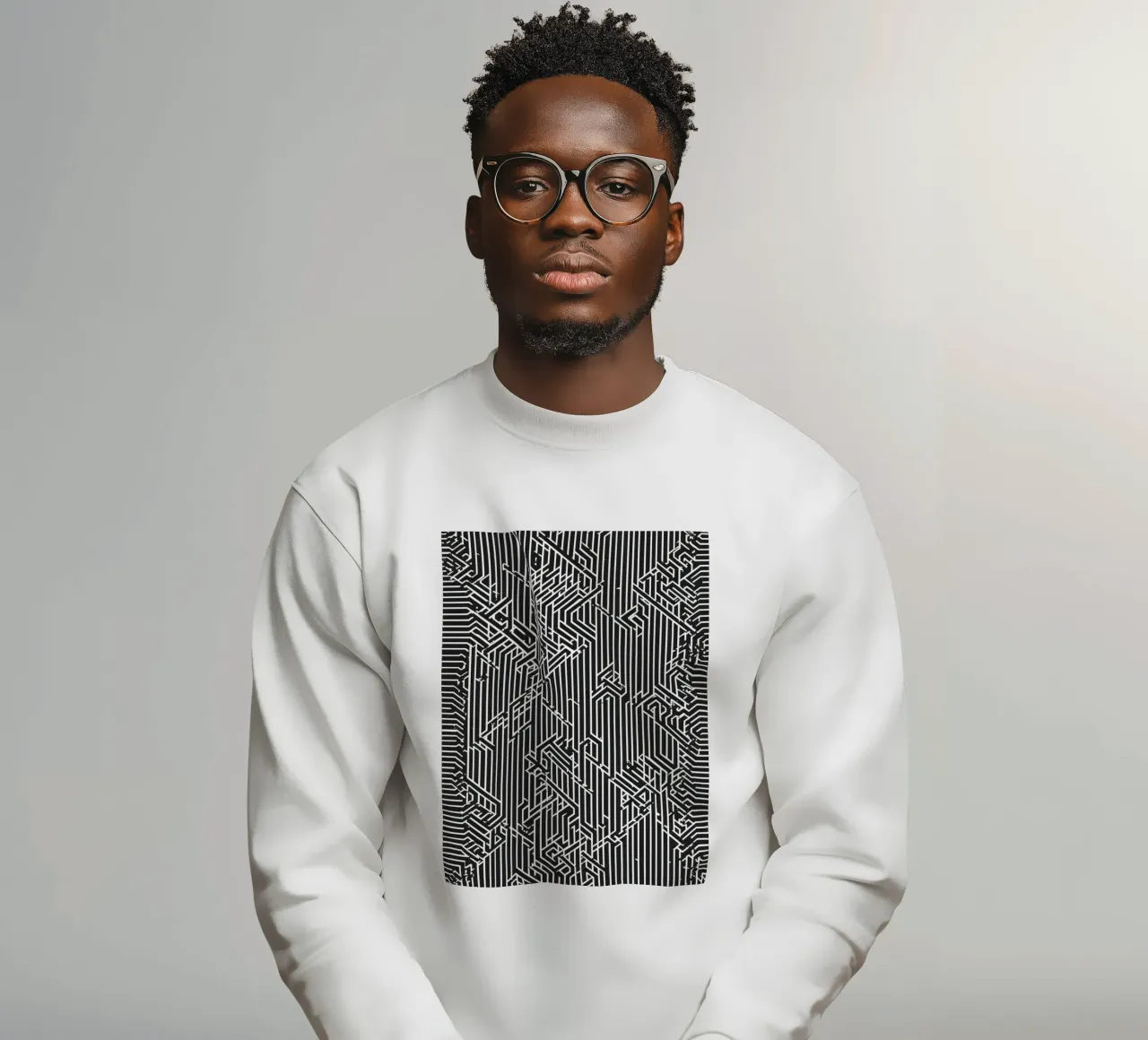 Modello geometrico astratto di linee in bianco e nero felpa da DesignDoodle