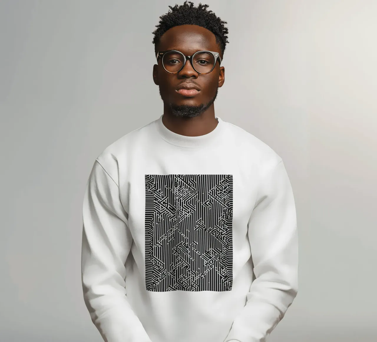 Modello geometrico astratto di linee in bianco e nero felpa da DesignDoodle
