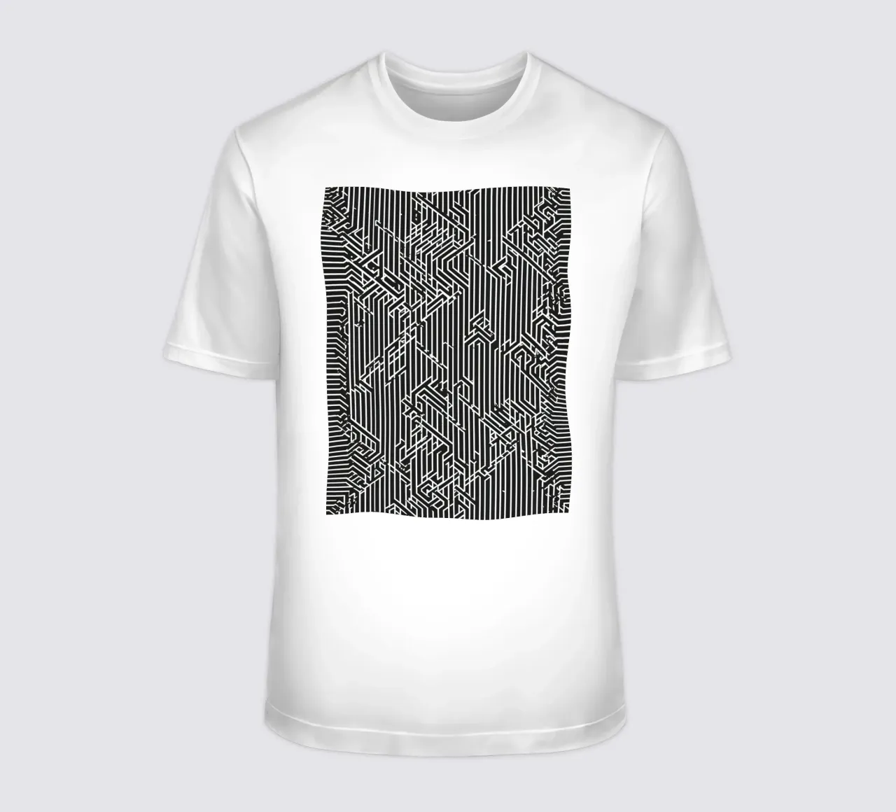 Modello geometrico astratto di linee in bianco e nero t-shirt da DesignDoodle