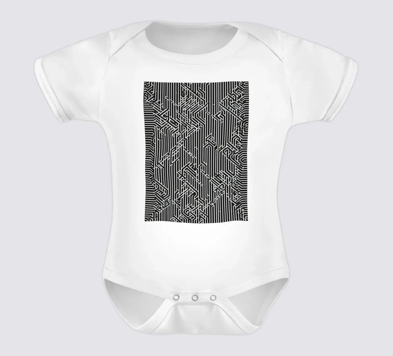 Modello geometrico astratto di linee in bianco e nero body neonato maniche corte da DesignDoodle