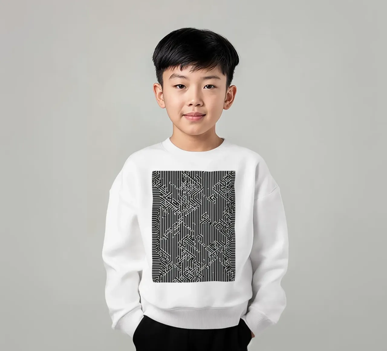 Modello geometrico astratto di linee in bianco e nero felpa bambino da DesignDoodle