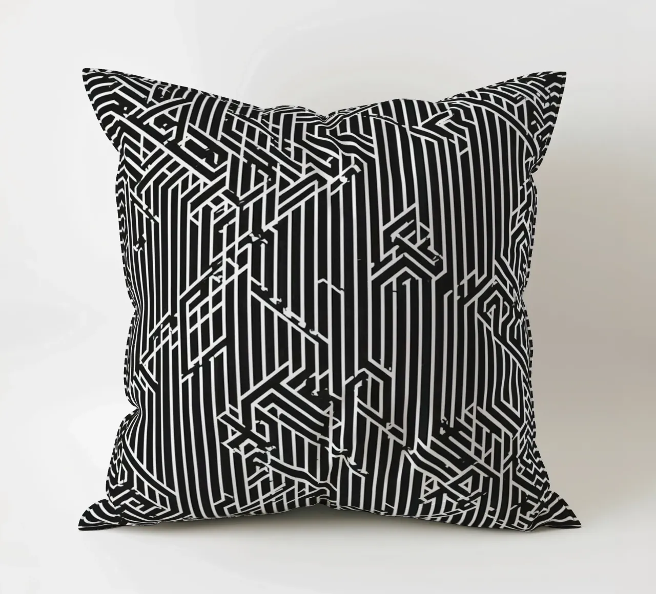Modello geometrico astratto di linee in bianco e nero cuscino da DesignDoodle