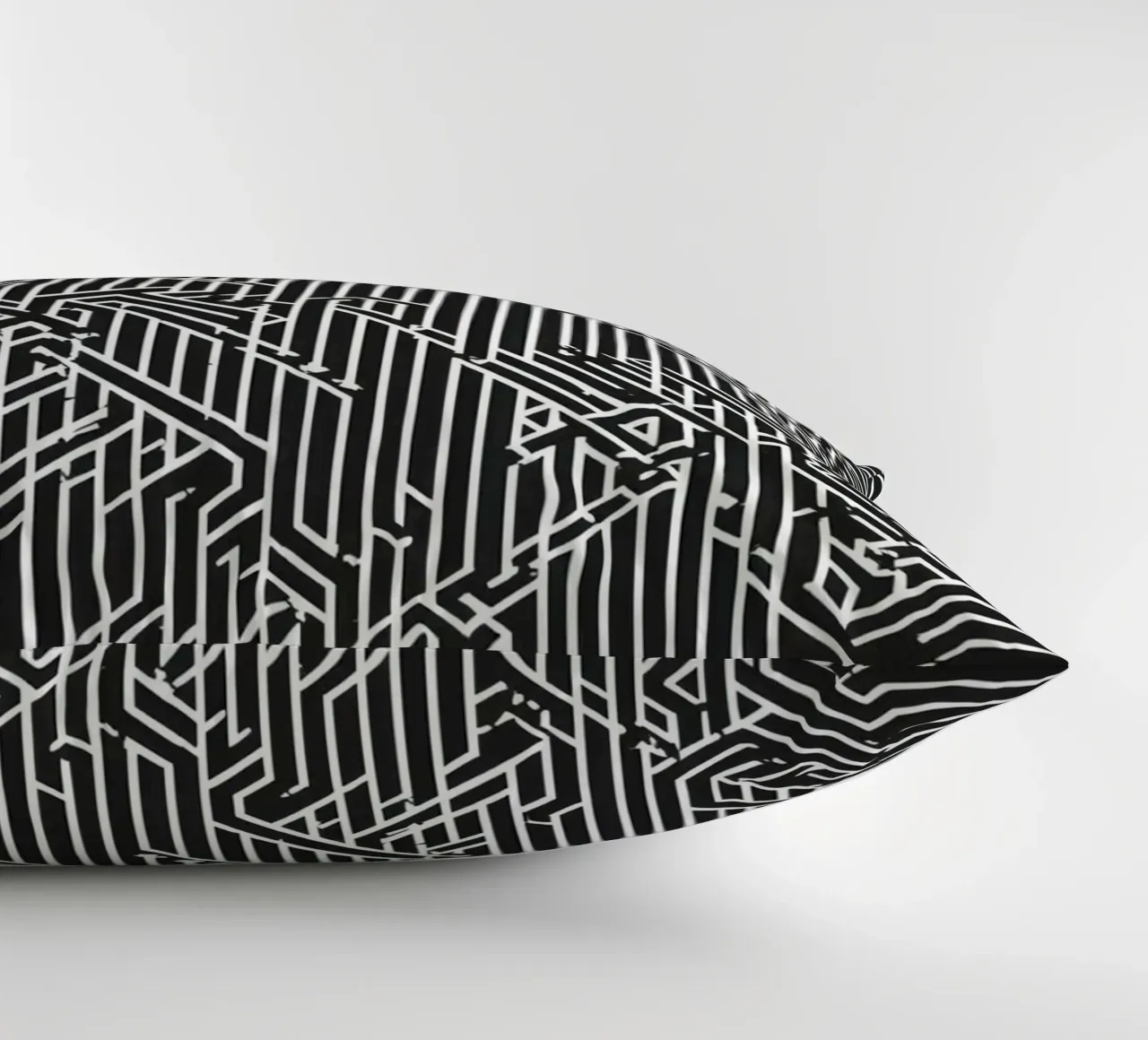 Modello geometrico astratto di linee in bianco e nero cuscino da DesignDoodle