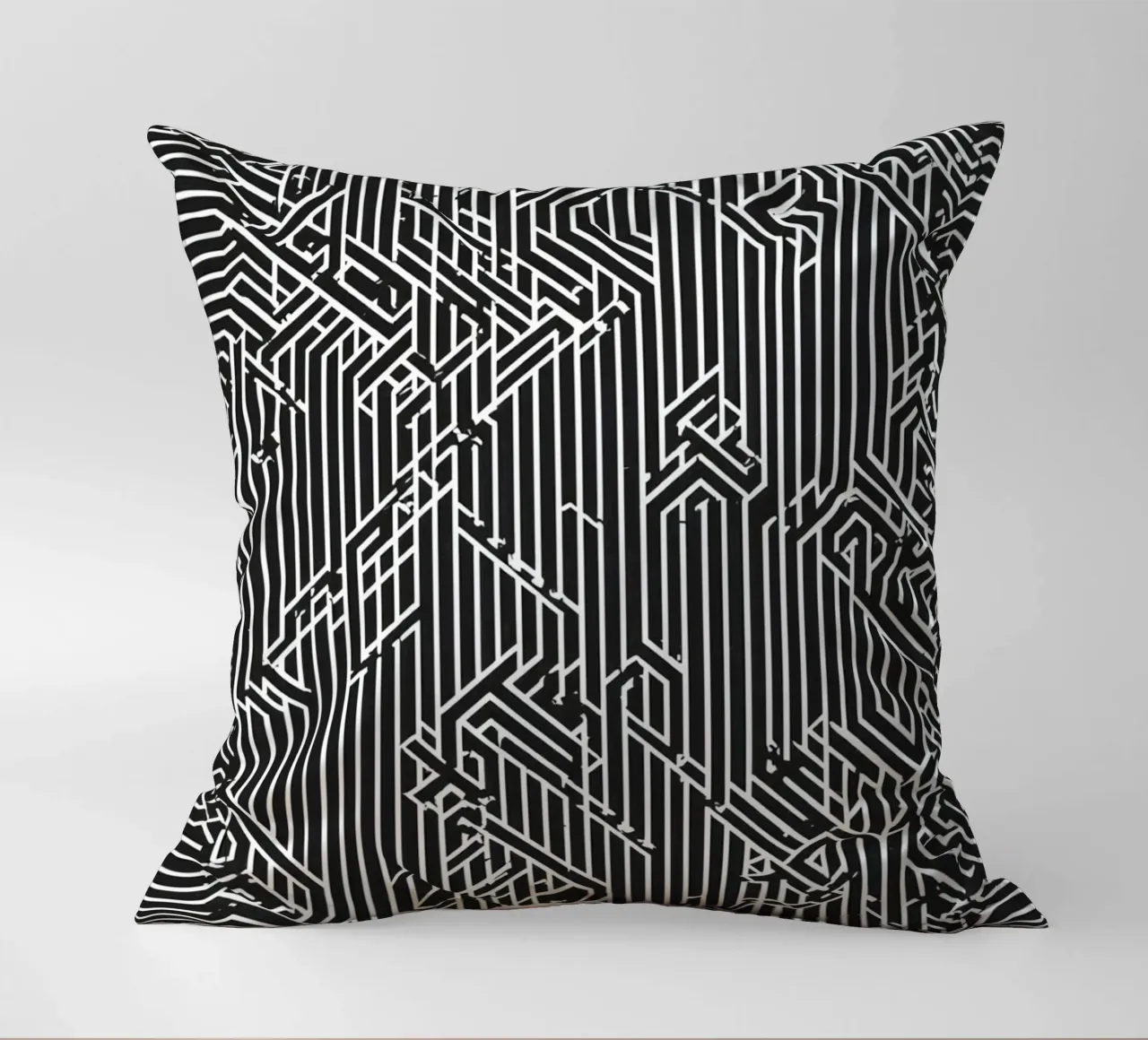 Modello geometrico astratto di linee in bianco e nero cuscino da DesignDoodle