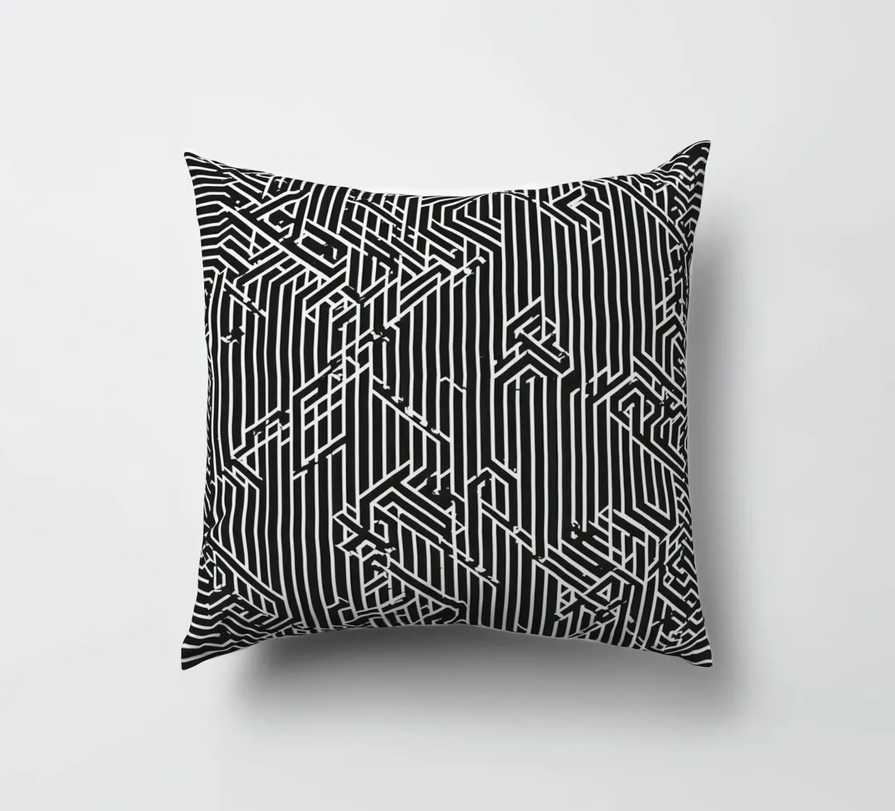 Modello geometrico astratto di linee in bianco e nero cuscino da DesignDoodle