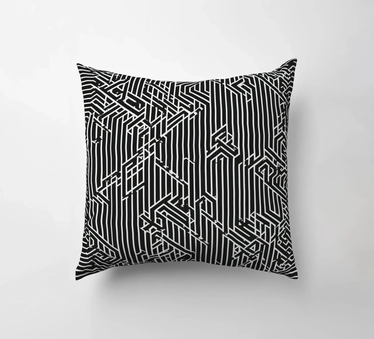 Modello geometrico astratto di linee in bianco e nero cuscino da DesignDoodle
