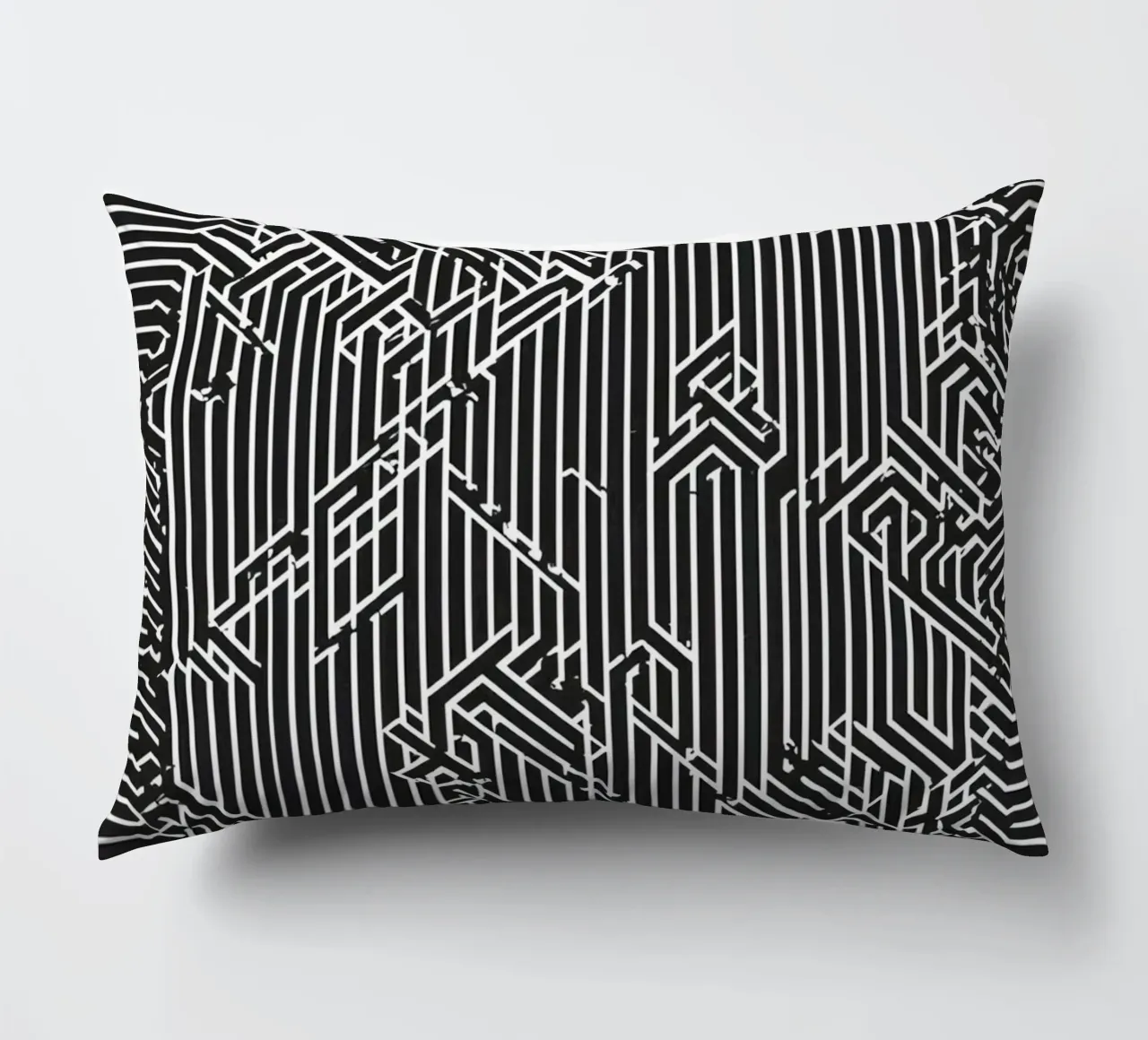 Modello geometrico astratto di linee in bianco e nero cuscino da DesignDoodle