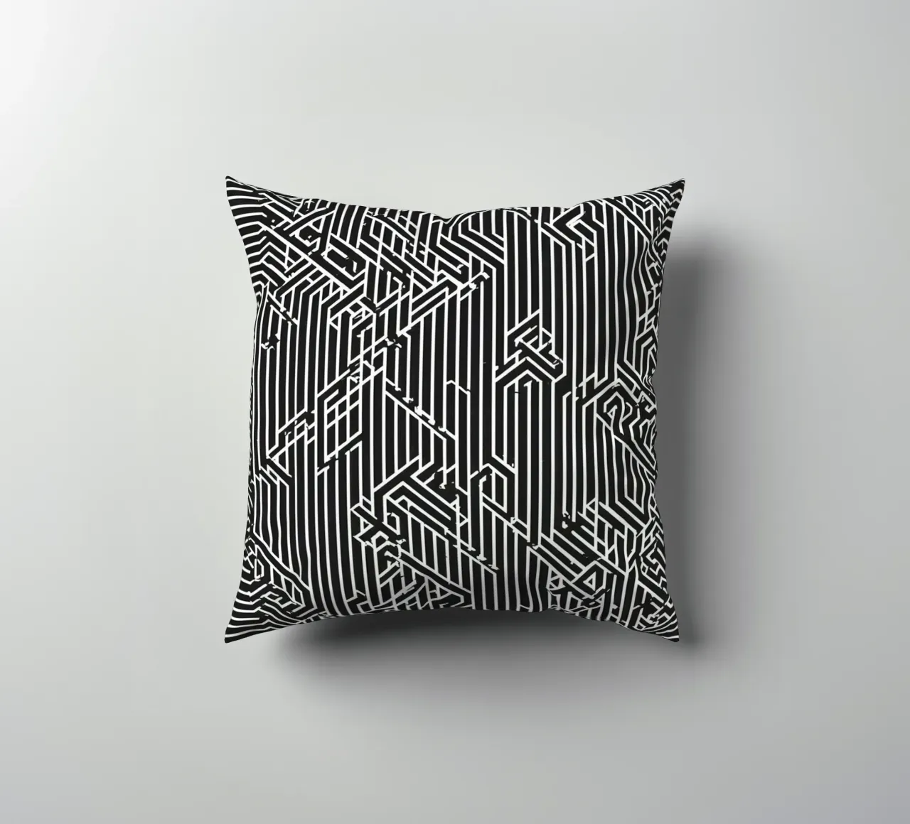 Modello geometrico astratto di linee in bianco e nero cuscino da DesignDoodle