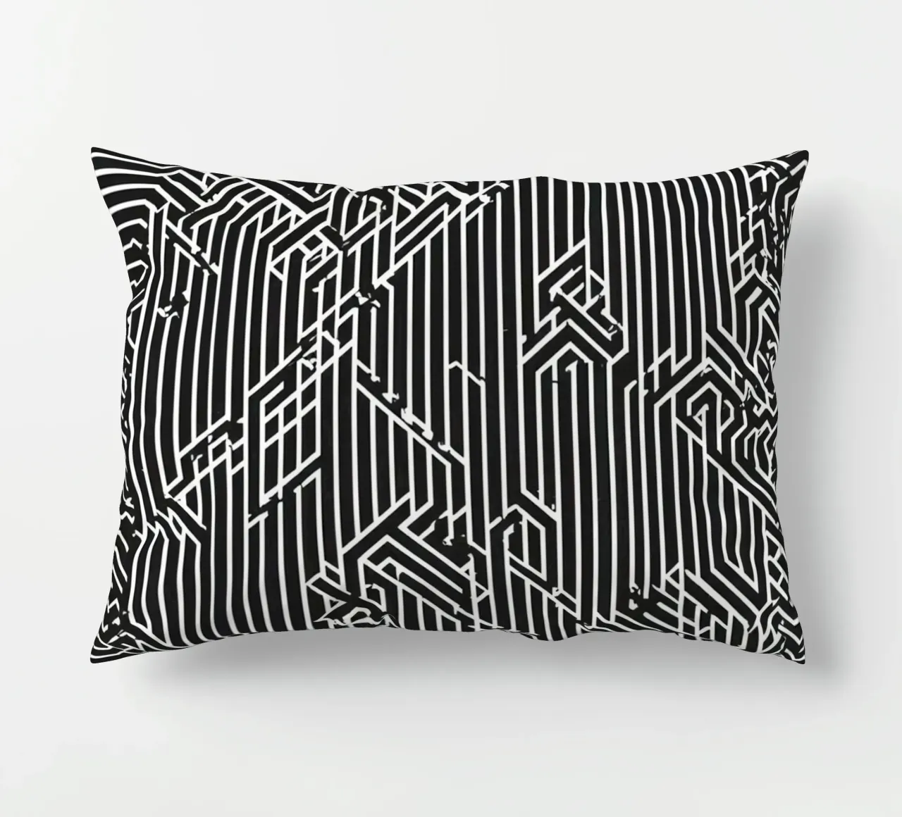 Modello geometrico astratto di linee in bianco e nero cuscino da DesignDoodle