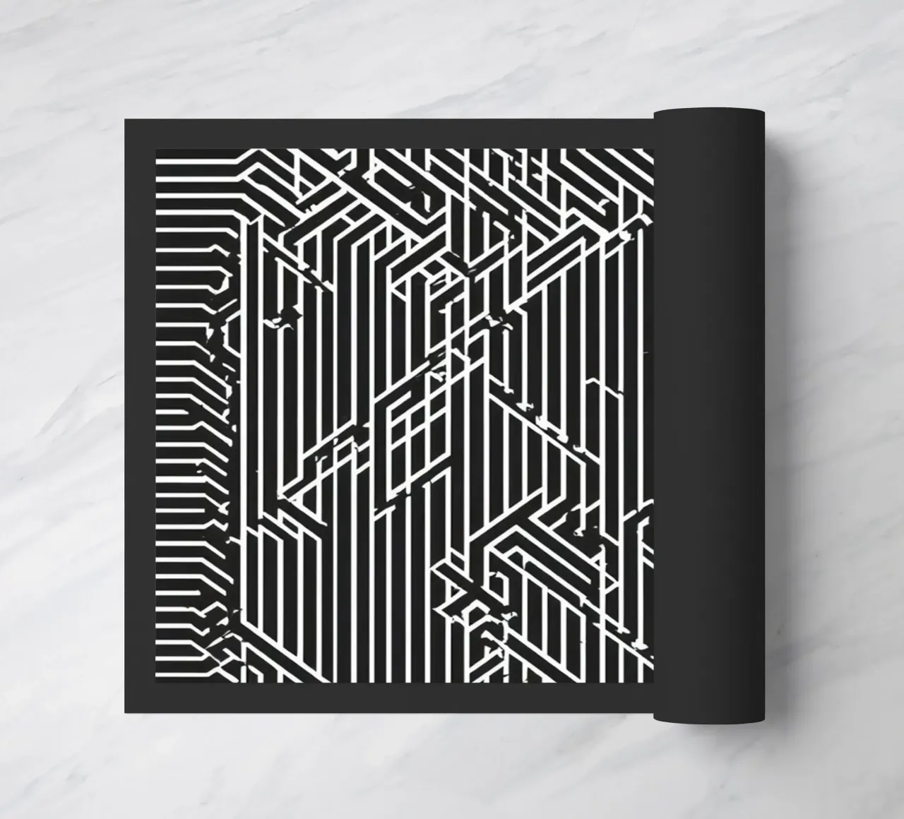 Modello geometrico astratto di linee in bianco e nero zerbino da DesignDoodle