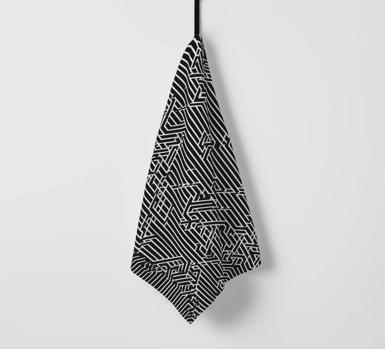 Modello geometrico astratto di linee in bianco e nero canovaccio da cucina da DesignDoodle