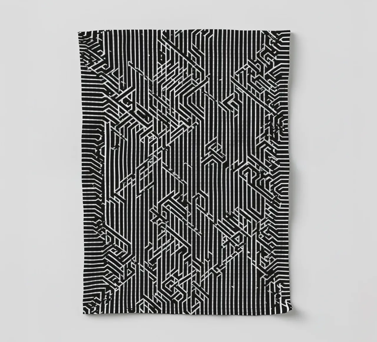 Modello geometrico astratto di linee in bianco e nero canovaccio da cucina da DesignDoodle