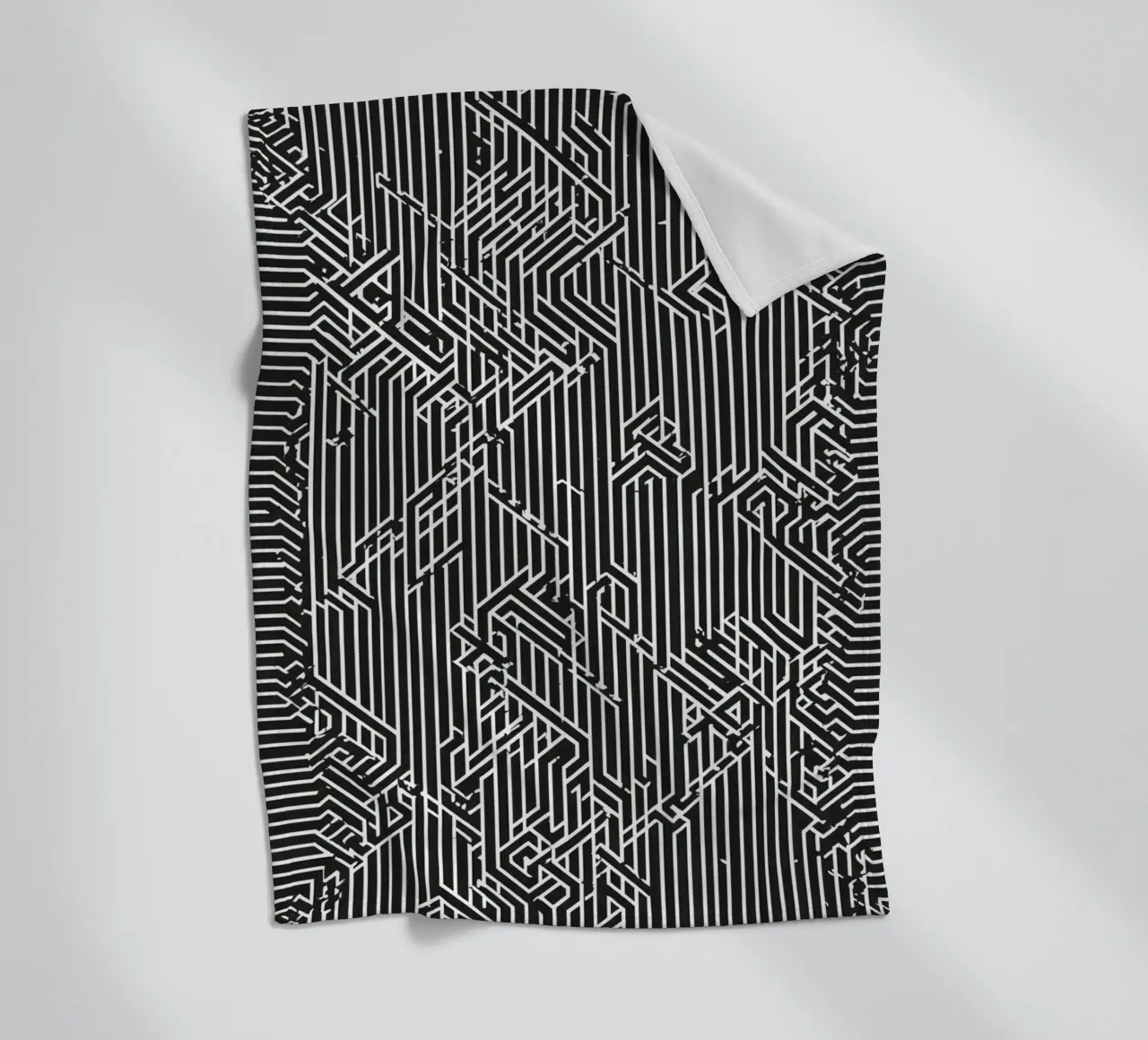 Modello geometrico astratto di linee in bianco e nero coperta in pile da DesignDoodle