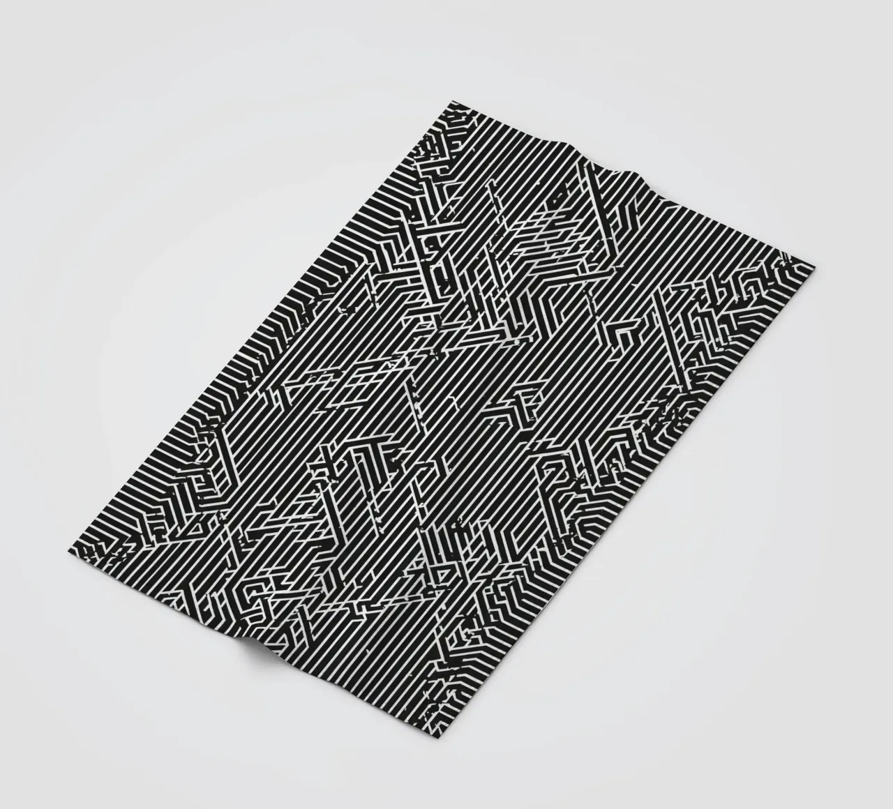 Modello geometrico astratto di linee in bianco e nero coperta in pile da DesignDoodle